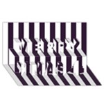 Vertical Stripes - White and Dark Purple Merry Xmas 3D Greeting Card (8x4)