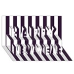 Vertical Stripes - White and Dark Purple Happy New Year 3D Greeting Card (8x4)