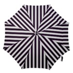 Vertical Stripes - White and Dark Purple Hook Handle Umbrella (Medium)