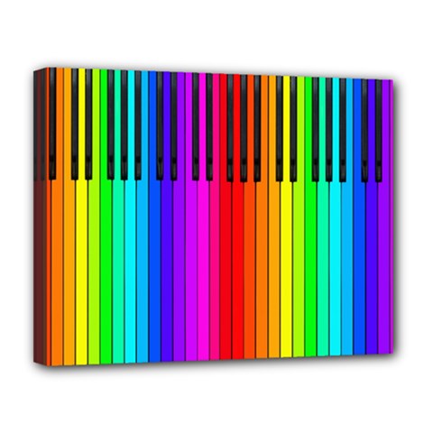 Rainbow Piano Keyboard  Canvas 14  x 11  (Stretched) from ArtsNow.com