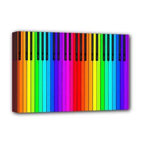 Rainbow Piano Keyboard  Deluxe Canvas 18  x 12  (Stretched) from ArtsNow.com