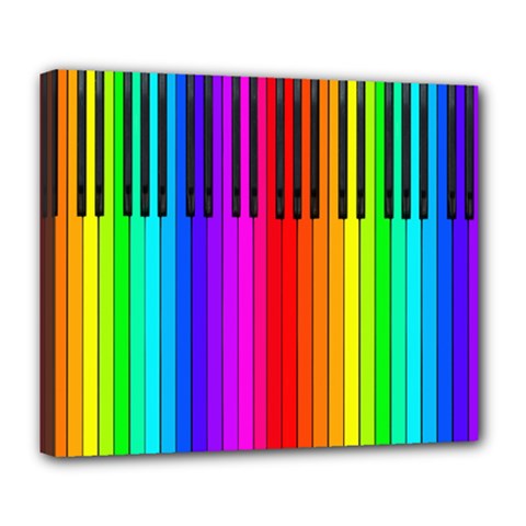 Rainbow Piano Keyboard  Deluxe Canvas 24  x 20  (Stretched) from ArtsNow.com