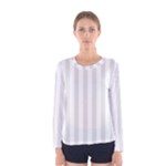 Vertical Stripes - White and Platinum Gray Women s Long Sleeve T-shirt