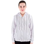 Vertical Stripes - White and Platinum Gray Women s Zipper Hoodie