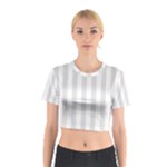 Vertical Stripes - White and Platinum Gray Cotton Crop Top