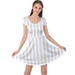 Vertical Stripes - White and Platinum Gray Cap Sleeve Dress