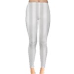 Vertical Stripes - White and Platinum Gray Women s Leggings