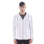 Vertical Stripes - White and Platinum Gray Hooded Wind Breaker (Men)