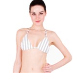 Vertical Stripes - White and Platinum Gray Bikini Top