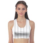 Vertical Stripes - White and Platinum Gray Women s Sports Bra