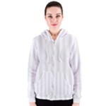 Vertical Stripes - White and Pale Gray Women s Zipper Hoodie