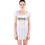 Vertical Stripes - White and Pale Gray Short Sleeve Bodycon Dress