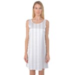 Vertical Stripes - White and Pale Gray Sleeveless Satin Nightdress