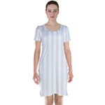 Vertical Stripes - White and Pale Gray Short Sleeve Nightdress