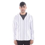 Vertical Stripes - White and Pale Gray Hooded Wind Breaker (Men)