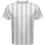 Vertical Stripes - White and Gainsboro Gray Men s Cotton Tee