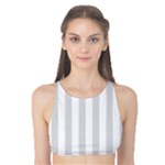 Vertical Stripes - White and Gainsboro Gray Tank Bikini Top