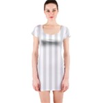 Vertical Stripes - White and Gainsboro Gray Short Sleeve Bodycon Dress