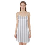 Vertical Stripes - White and Gainsboro Gray Satin Night Slip