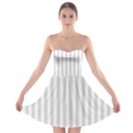 Vertical Stripes - White and Gainsboro Gray Strapless Bra Top Dress