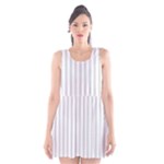 Vertical Stripes - White and Gainsboro Gray Scoop Neck Skater Dress