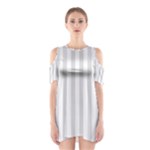 Vertical Stripes - White and Gainsboro Gray Women s Cutout Shoulder Dress