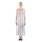 Vertical Stripes - White and Gainsboro Gray Full Print Maxi Dress