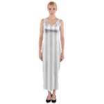 Vertical Stripes - White and Gainsboro Gray Fitted Maxi Dress