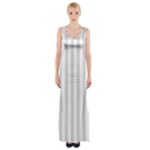 Vertical Stripes - White and Gainsboro Gray Maxi Thigh Split Dress