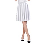 Vertical Stripes - White and Gainsboro Gray A-Line Skirt