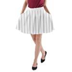 Vertical Stripes - White and Gainsboro Gray A-Line Pocket Skirt