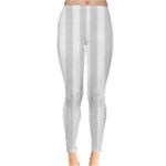 Vertical Stripes - White and Gainsboro Gray Women s Leggings