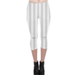 Vertical Stripes - White and Gainsboro Gray Capri Leggings