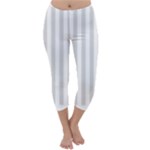 Vertical Stripes - White and Gainsboro Gray Capri Winter Leggings