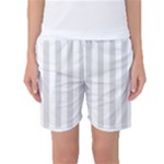 Vertical Stripes - White and Gainsboro Gray Women s Basketball Shorts