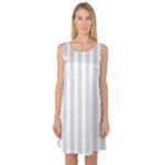 Vertical Stripes - White and Gainsboro Gray Sleeveless Satin Nightdress