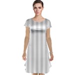 Vertical Stripes - White and Gainsboro Gray Cap Sleeve Nightdress