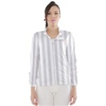 Vertical Stripes - White and Gainsboro Gray Wind Breaker (Women)