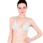 Vertical Stripes - White and Gainsboro Gray Bikini Top