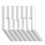 Vertical Stripes - White and Light Gray I Love You 3D Greeting Card (7x5)