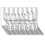 Vertical Stripes - White and Light Gray Happy Birthday 3D Greeting Card (8x4)