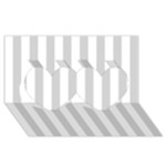 Vertical Stripes - White and Light Gray Twin Hearts 3D Greeting Card (8x4)