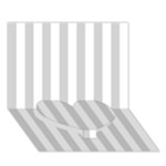 Vertical Stripes - White and Light Gray Heart Bottom 3D Greeting Card (7x5)