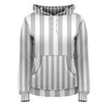 Vertical Stripes - White and Silver Gray Women s Pullover Hoodie