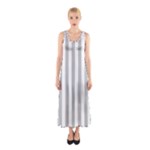 Vertical Stripes - White and Silver Gray Full Print Maxi Dress