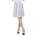 Vertical Stripes - White and Silver Gray A-Line Skirt