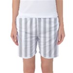 Vertical Stripes - White and Silver Gray Women s Basketball Shorts