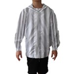 Vertical Stripes - White and Silver Gray Hooded Wind Breaker (Kids)