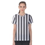 Vertical Stripes - White and Dark Gray Women s Cotton Tee