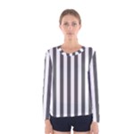 Vertical Stripes - White and Dark Gray Women s Long Sleeve T-shirt